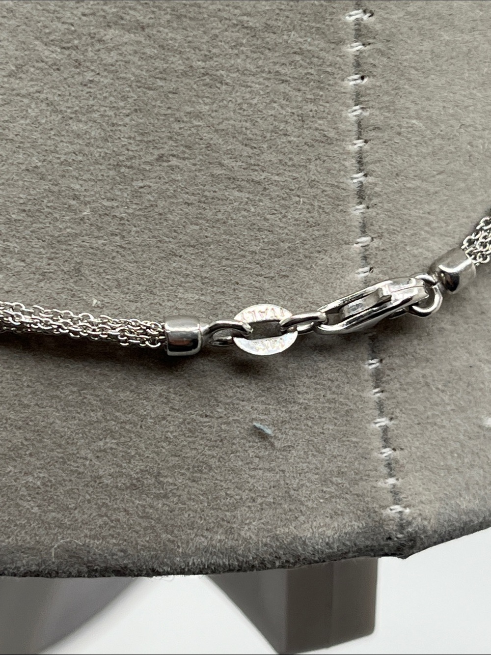 Triple-CZ Stamped  Silver Pendant Necklace - Picture 7 of 9